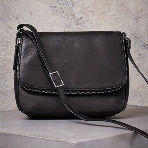 Margot New York Preston Black Leather Crossbody Bag